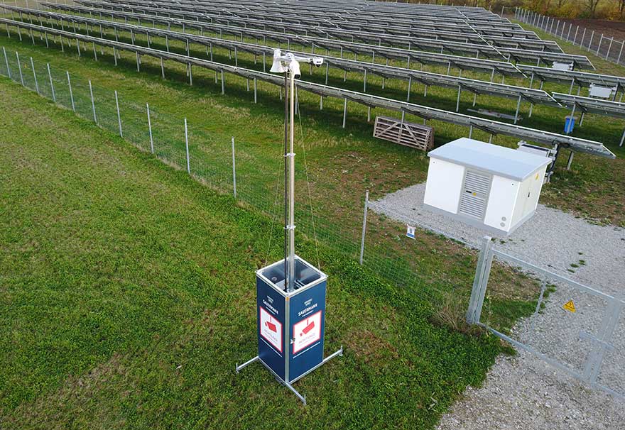 Solar farm surveillance mast