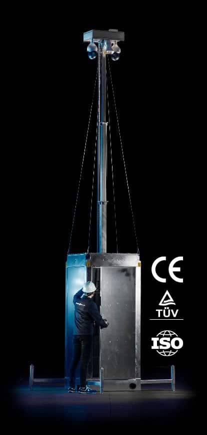 Telescopic Mast Mobile Security Box premium CE ISO and TÜV certified le mâts de sécurité mobiles
