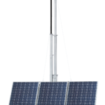 MSB-Edge solar powered mobile tower platform with three 220 W panels, transparent background