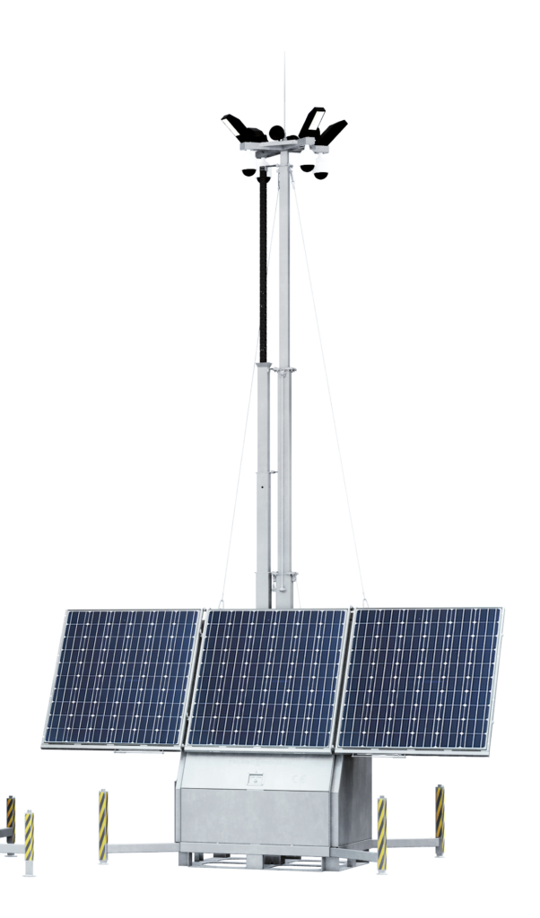 Solar farm security with an off-grid Mobile Tower Platform
