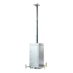 MSB6-Premium mobile tower platform with a vandal-resistant steel cabinet and 6 metre mast, transparent background